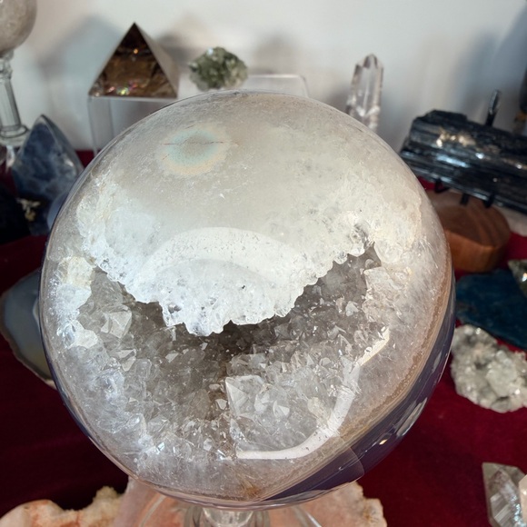 💜 Large Agate Quartz Druzy Sphere •Brazil • Sparkly Crystal • Banded Agate 4” - Picture 2 of 9